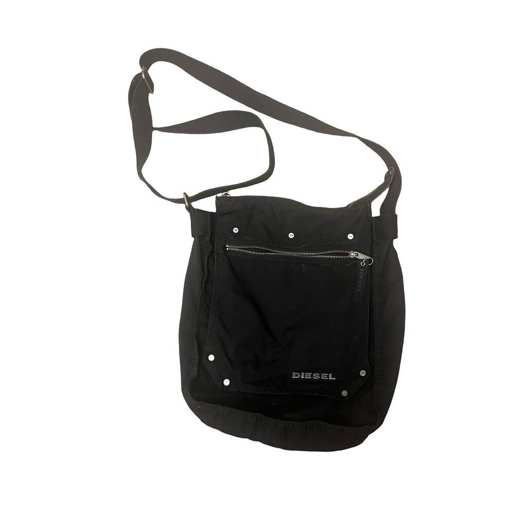 Diesel Black Nylon Crossbody Messenger Bag Adjustable Strap Zipper Pocket